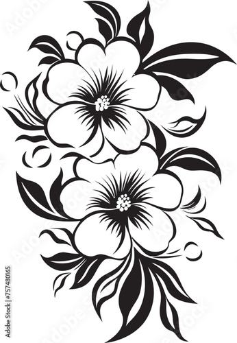 Fototapeta Naklejka Na Ścianę i Meble -  Vibrant Floral Vibes Energetic Vector Black Logo Icon with Blooming Flowers Flower Power Dynamic Blooming Flower Vector Black Logo