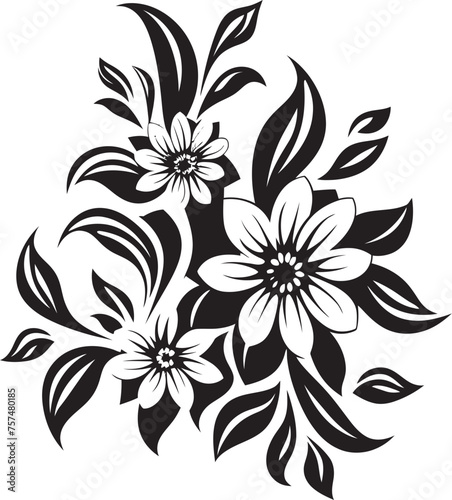 Fototapeta Naklejka Na Ścianę i Meble -  Modern Elegance Sleek Vector Black Logo Icon with Blooming Flowers Bloom with Grace Elegant Blooming Flower Vector Black Logo Design