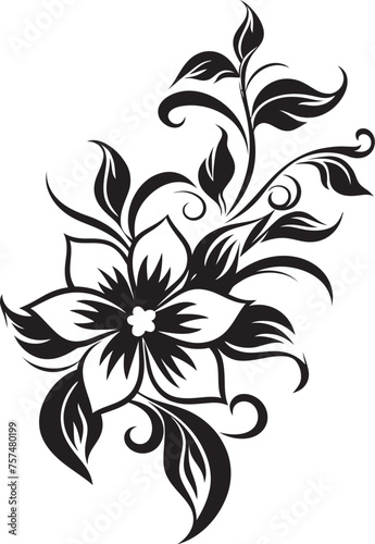 Fototapeta Naklejka Na Ścianę i Meble -  Tranquility in Bloom Peaceful Vector Black Logo Icon with Blooming Flowers Floral Essence Essence Vector Black Logo Icon with Blooming Flowers