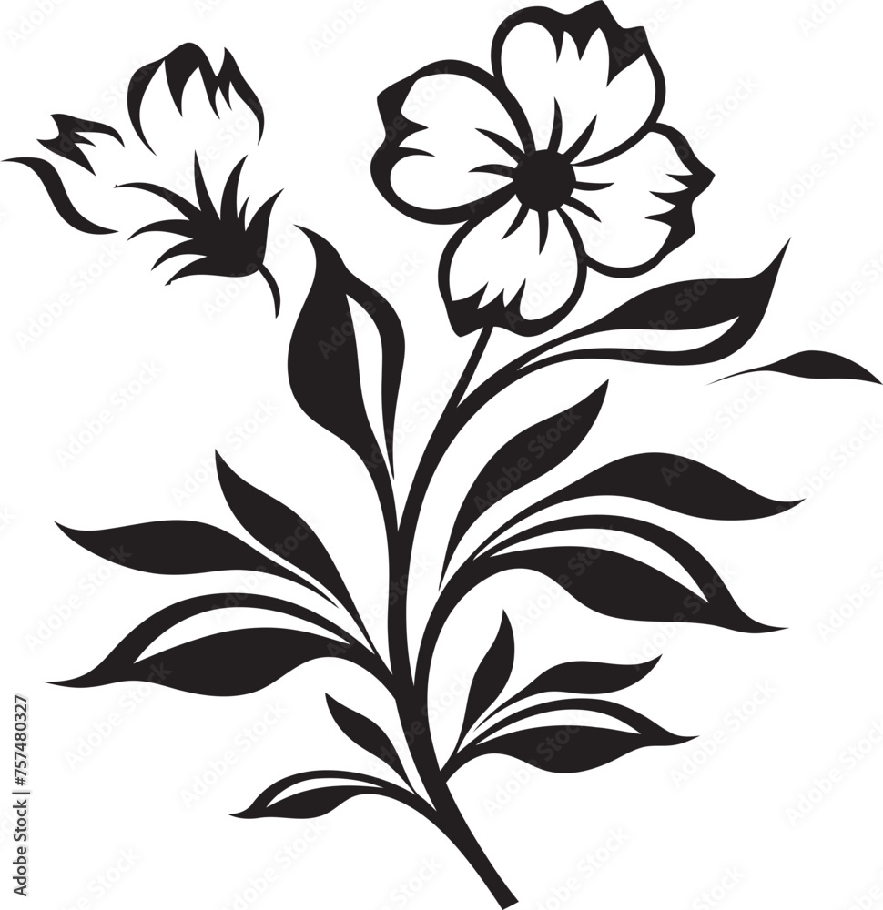 Floral Elegance Elegant Blooming Flower Vector Black Logo Modern Romance Trendy Vector Black Logo Icon with Blooming Flowers