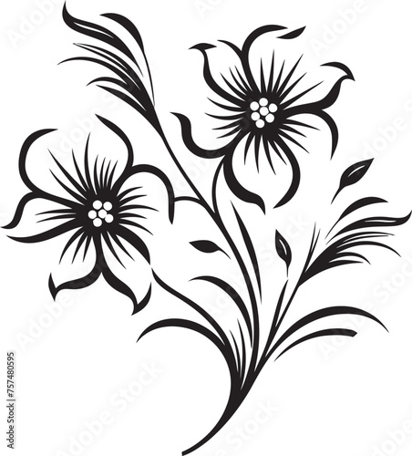 Natures Charm Enchanting Blooms in Vector Black Logo Icon Petals of Perfection Exquisite Flower Vector Black Logo Design