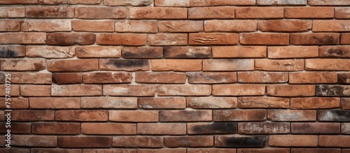 A detailed closeup of a brown brick wall showcasing the rectangular shape of the bricks and the mortar between them, highlighting the composite nature of the building material