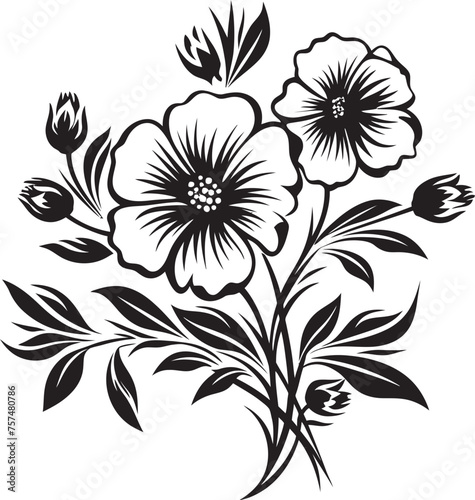 Fototapeta Naklejka Na Ścianę i Meble -  Garden of Serenity Serene Blooming Flower Vector Black Logo Timeless Bloom Classic Vector Black Logo Icon with Blooming Flowers