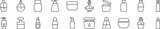 Pack of line icons of cosmetic bottles. Editable stroke. Simple outline sign for web sites, newspapers, articles book