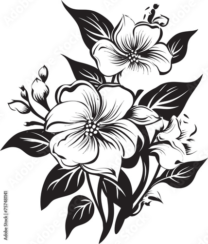 Botanic Charm Charming Flower Vector Black Logo Icon Elegant Blossoms Refined Flower Vector Black Logo Design