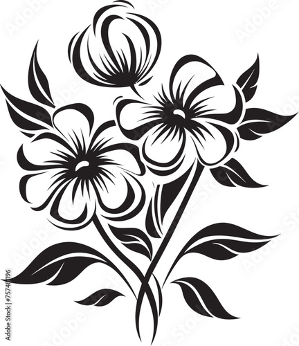 Fototapeta Naklejka Na Ścianę i Meble -  Burgeoning Beauty Flourishing in Vector Black Logo Icon Radiant Blooms Bright Flower Vector Black Logo Design