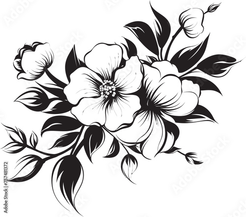 Floral Fusion Blending Blooms in Vector Black Logo Design Botanic Charm Charming Flower Vector Black Logo Icon