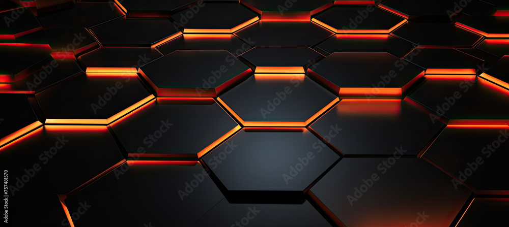 Abstract background with hexagons, black and one color light Abstract background with hexagons, black and one color light