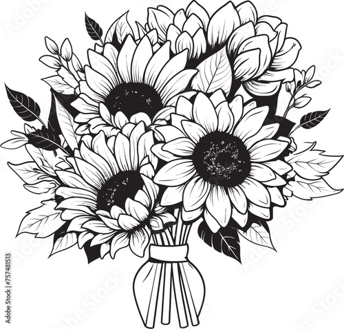 Golden Harvest Vector Black Logo Sunflower Bouquet Brilliance Sunflower Serenade Bouquet in Vector Black Logo