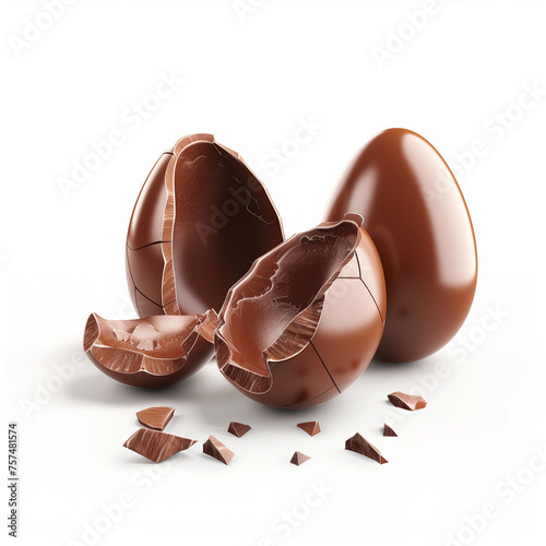 broken easter egg chocolate filled with creamy chocolate