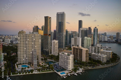Cloudy Brickell  Downtown Miami Skyline  4K Ultra HD 
