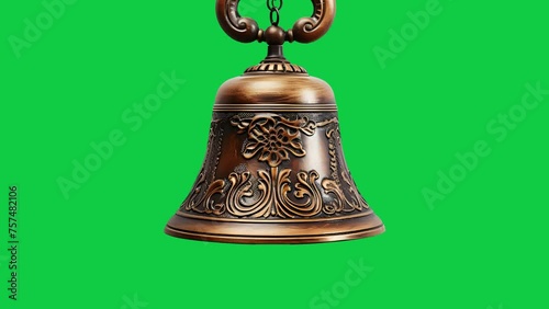 swinging copper classic bell looping on green screen