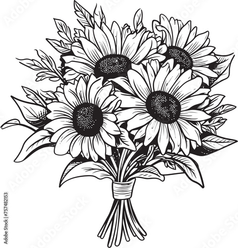 Harvest Glow Vector Black Logo Sunflower Bouquet Sunflower Symphony Vector Black Logo Bouquet Elegance