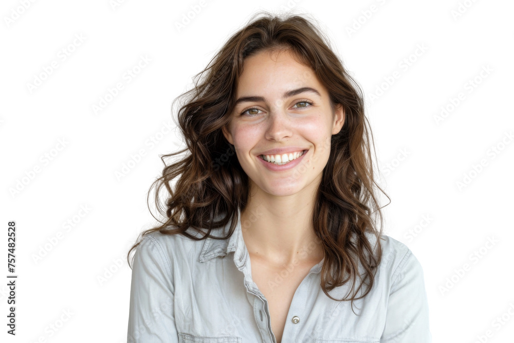 Studio portrait of a beautiful young woman with an attractive smile wearing casual outfits looking at camera, isolated on transparent png background. Studio portrait of a beautiful young woman with an attractive smile wearing casual outfits looking at camera, isolated on transparent png background.