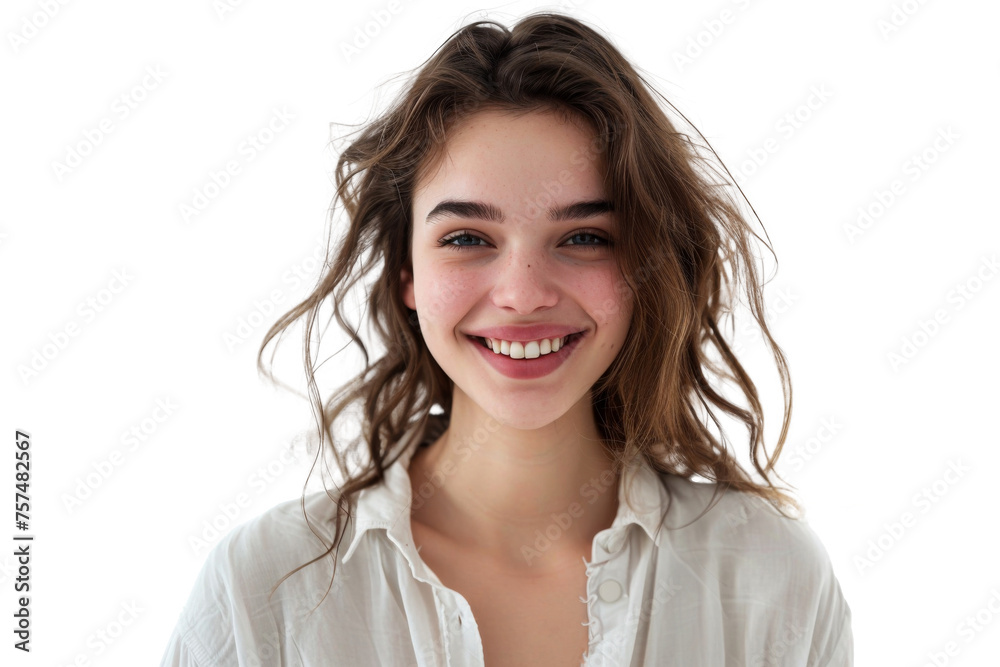 Studio portrait of a beautiful young woman with an attractive smile wearing casual outfits looking at camera, isolated on transparent png background. Studio portrait of a beautiful young woman with an attractive smile wearing casual outfits looking at camera, isolated on transparent png background.
