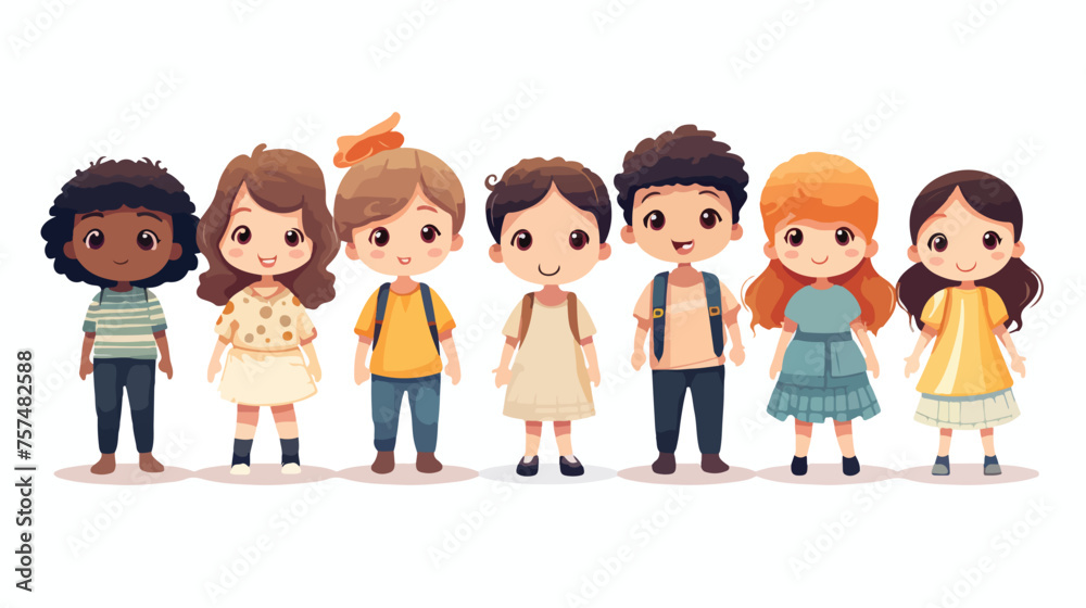 Children flat vector isolated on white background -