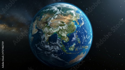 Planet Earth - Asia. 3D Rendering. Stars my own photo 