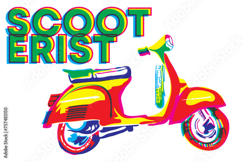 Illustration scooter with risograph style