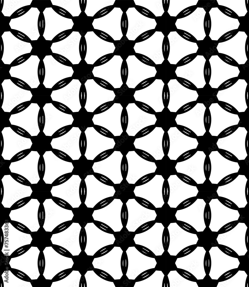 Naklejka premium Black and white seamless abstract pattern. Background and backdrop. Grayscale ornamental design.