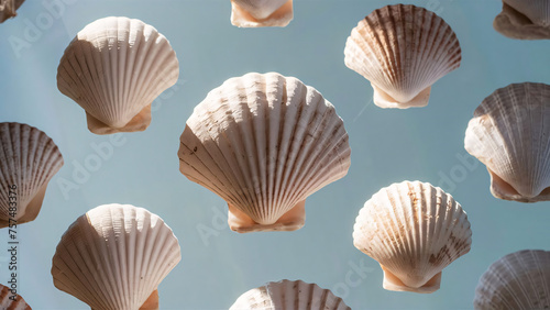 collection of seashells pattern  generative ai