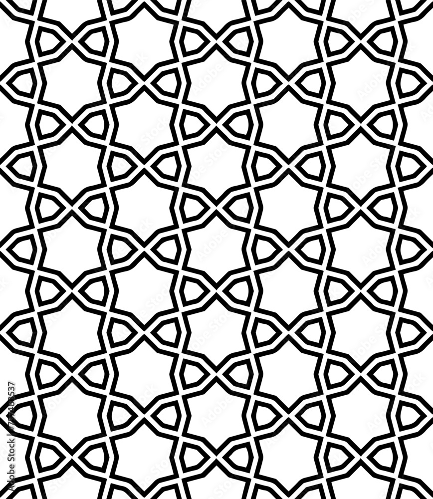 Fototapeta premium Black and white seamless abstract pattern. Background and backdrop. Grayscale ornamental design.