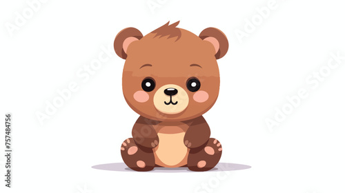 Cute baby bear cartoon flat vector isolated on whit