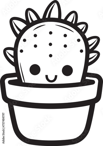Prickly Panache Cactus Pot Vector Black Logo Design Spiky Sophistication Cactus Pot Vector Black Logo Icon