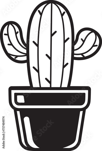 Prickly Panache Cactus Pot Black Logo Arid Aura Cactus Pot Vector Icon Design