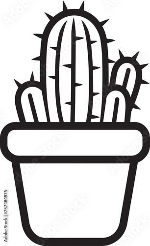 Spiky Style Cactus Pot Vector Emblem Prickly Panache Cactus Pot Black Logo