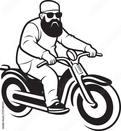 Bike Bliss Cartoon Man on Bike Vector Icon Design Cycling Celebration Cartoon Man Riding Bike Black Logo Symbol