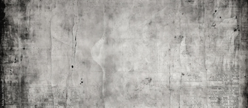 Fototapeta premium A monochrome photography of a concrete wall with a grey twig pattern. The contrast between the textures creates a striking art landscape