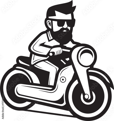 Riding Respite Cartoon Man on Bike Vector Emblem Design Pedal Paradise Cartoon Man Riding Bike Black Logo Symbol