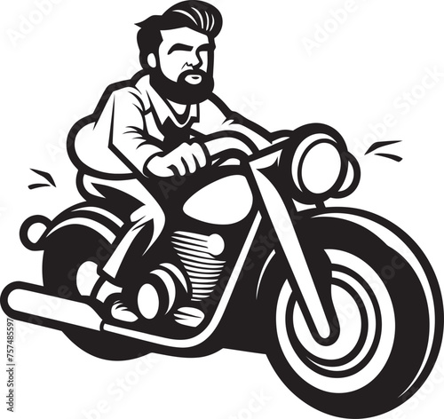 Pedal Power Cartoon Man Riding Bike Black Icon Design Cycle Fun Cartoon Man on Bike Vector Logo