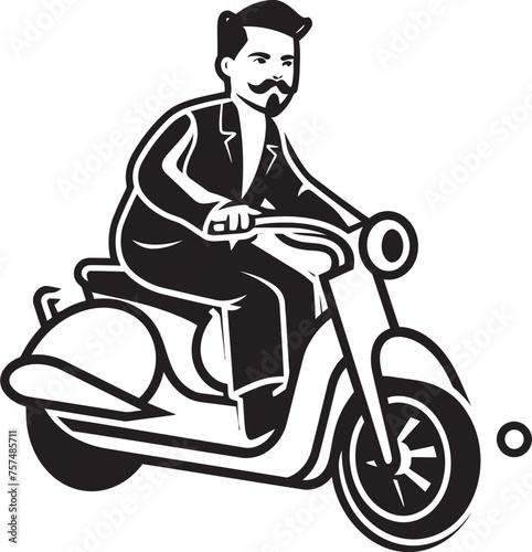 Pedaling Paradise Cartoon Man Riding Bike Vector Icon Emblem Cycling Crusade Cartoon Man on Bike Black Logo Design
