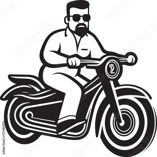 Bike Adventure Cartoon Man on Bike Vector Icon Icon Pedal Power Cartoon Man Riding Bike Black Emblem Emblem