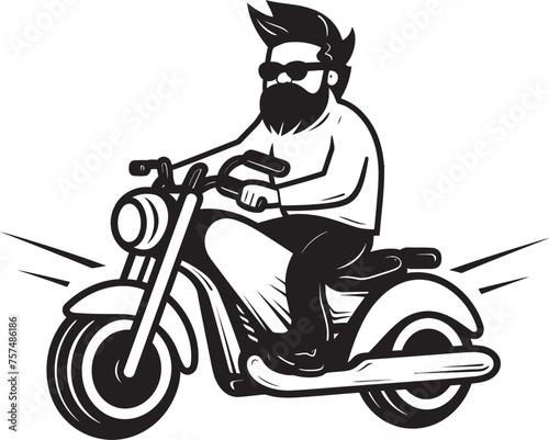 Pedal Pursuit Cartoon Man on Bike Vector Logo Logo Cycle Fun Cartoon Man Riding Bike Black Emblem Emblem