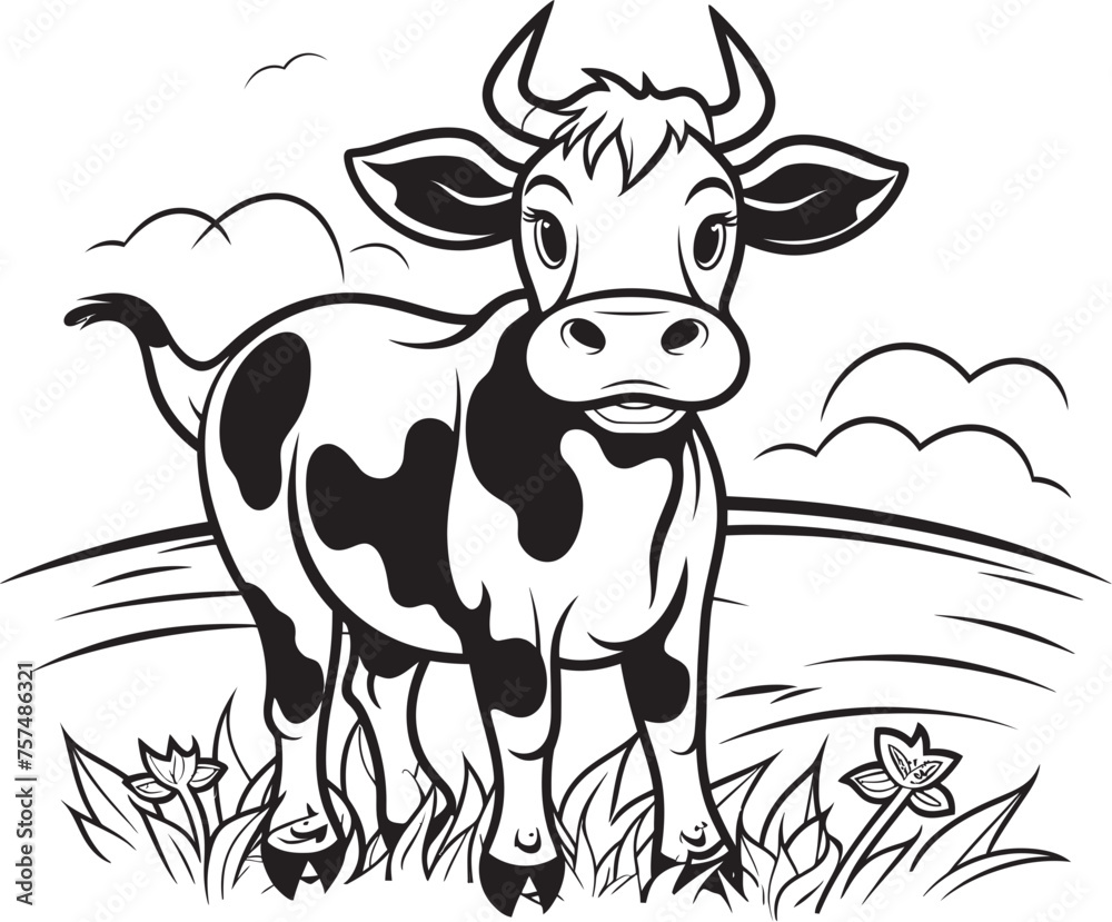 Smiling Steer Cartoon Cow Coloring Icon Design Artistic Animoo Cartoon Cow Vector Page Logo