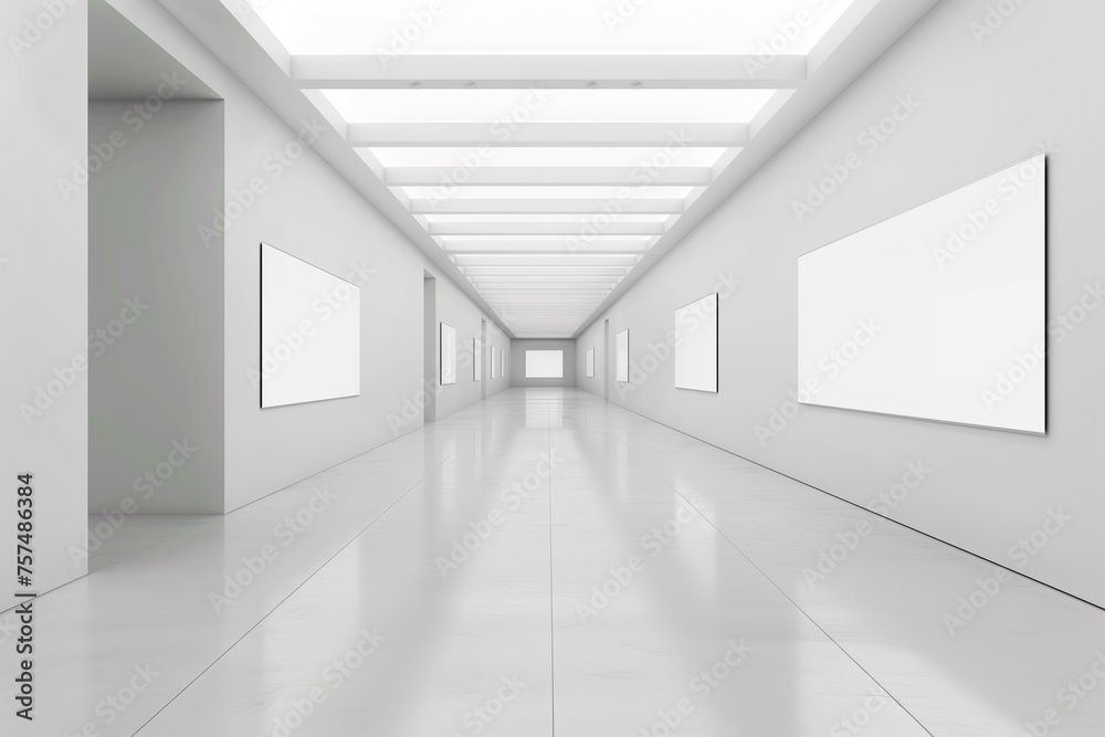 Mock-up space in a white gallery interior