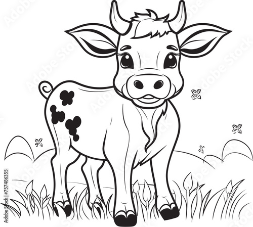 Bovine Bonanza Cartoon Cow Black Logo Icon Coloring Wonderland Cartoon Cow Emblem Emblem