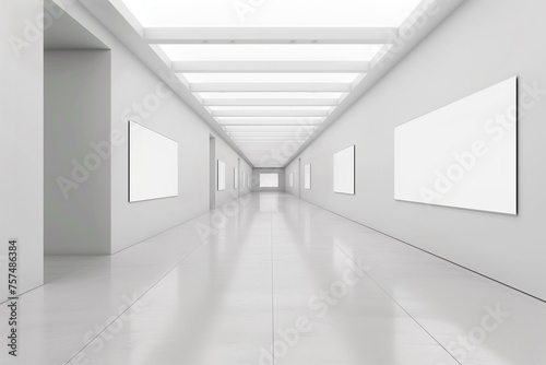 Mock-up space in a white gallery interior