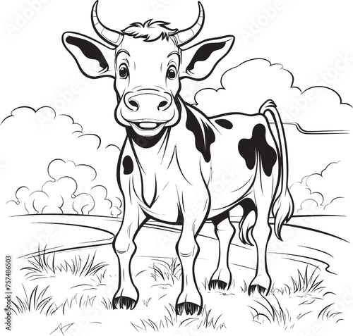 Coloring Adventure Cartoon Cow Black Emblem Icon Moo tastic Moments Cartoon Cow Page Icon Design