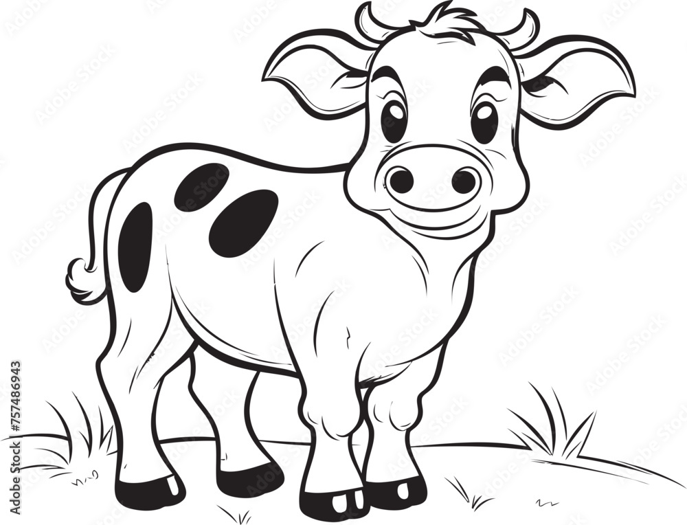 Cartoon Cow Capers Coloring Vector Icon Design Joyful Journeys Cartoon Cow Black Logo Emblem