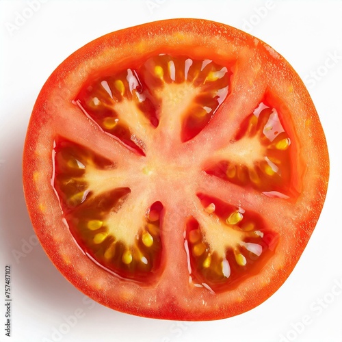 Wallpaper Mural Tomato Brilliance: Top View of Isolated Slices on White Background by Firefly Torontodigital.ca