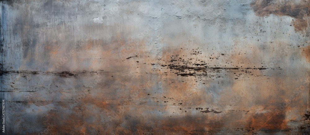 A close up of a weathered metal surface resembling the earthy tones of brown soil and beige wood. The rusty patina creates a unique pattern, like a natural landscape painting A close up of a weathered metal surface resembling the earthy tones of brown soil and beige wood. The rusty patina creates a unique pattern, like a natural landscape painting