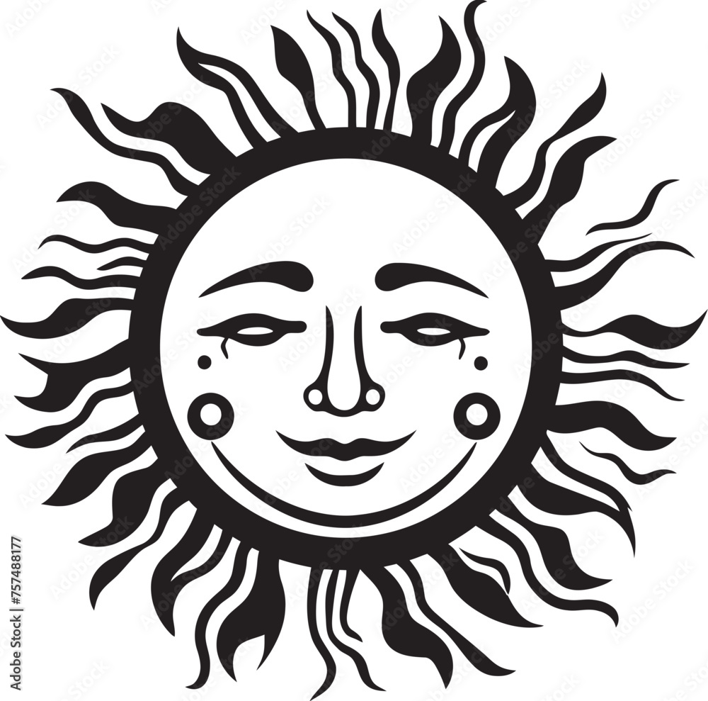 Joyous Sun Hand Drawn Sun Logo Design Sunny Splendor Cartoon Hand Drawn Vector Emblem