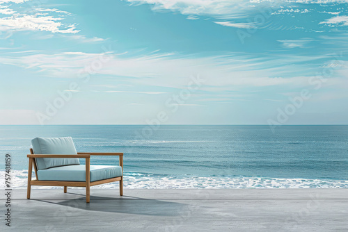 A chair is sitting on a beach next to the ocean