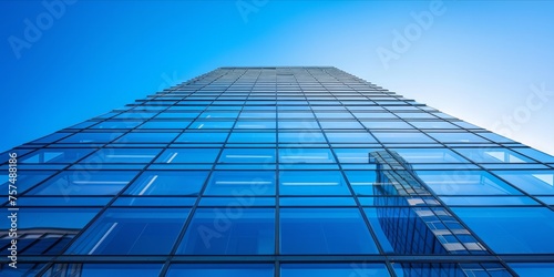 Modern commercial building exterior under blue sky