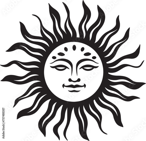 Joyous Glow Hand Drawn Sun Logo Design Sunny Splendor Cartoon Hand Drawn Vector Emblem