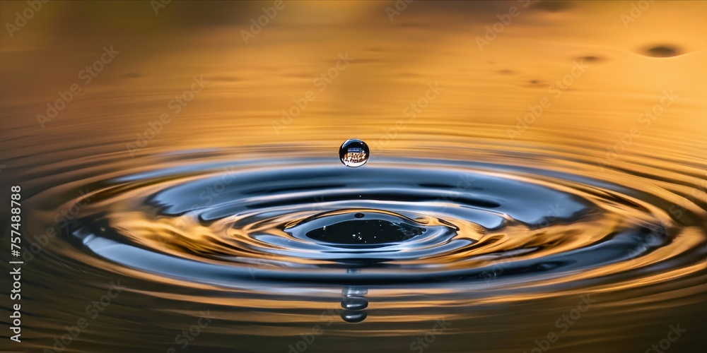 Water droplet creating ripples on the surface