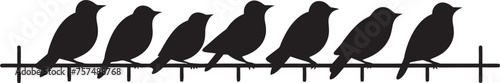 Sunny Serenade Cute Birds on Wire Cartoon Icon Design Joyful Jive Black Logo with Cartoon Birds on Wire